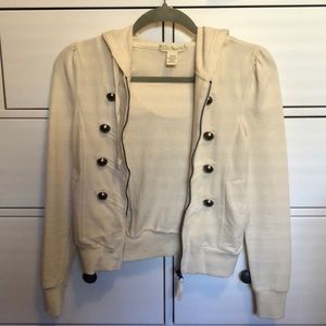 Cream hooded zip up